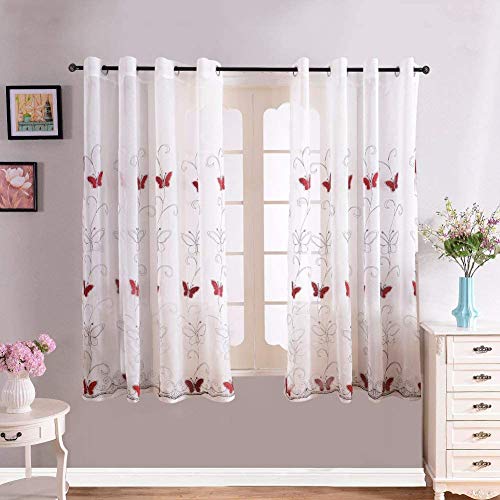 ZHCHL Voile Gardinen Mit Osen, Schmetterling Transparent Vorhang, Um Fensterbereiche Im Wohn- Oder Schlafzimmer Individuell Und Geschmackvoll Zu Dekorieren von ZHCHL