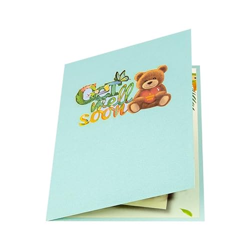 GetWellSoon Pop-Up-Karte mit Umschlag, 3D-Grußkarte, blanko, für Freunde, Feiertage, Bären-Themenkarte von ZHENNB