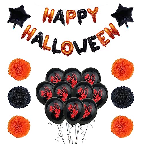 Schwarz-orangefarbener Konfetti-Ballon für Halloween-Partys und Geburtstage, Innen- und Außenbereich, Garten, Hof, Dekoration von ZHENNB