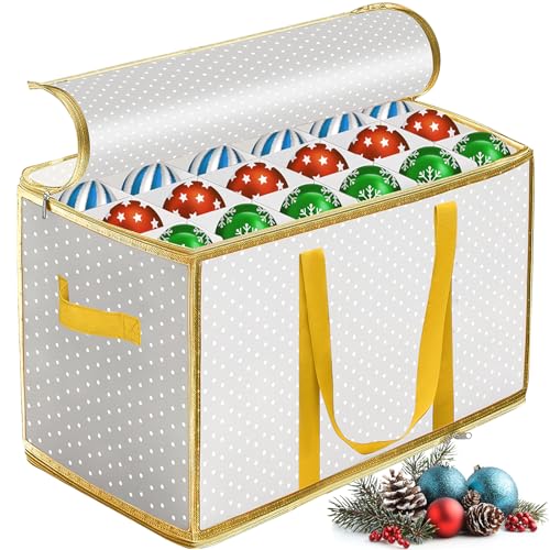 ZHHGOO Aufbewahrungsbox für Christbaumkugeln - für 72 Kugeln - Weihnachtskugel Weihnachtstasche für Christbaumkugeln Weihnachtsschmuck - Sortierbox Kiste für Weihnachtsschmuck Faltbar (Gold) von ZHHGOO