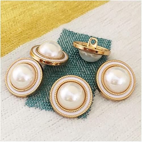 Luxuriöse Knöpfe for Kleidung, dekorative Strassknöpfe, 10 Stück schöne Perlenknöpfe aus Metall for Nähen von Kleidung, Jacken, Pullovern und Hemdknöpfen(White Gold,25mm) von ZHIDAISHI