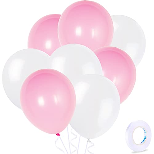 20 Stück Rosa und Weiße Ballone, 10 Zoll Macaron Rosa Weißer Latex Bulk Ballon für Baby Dusche Geburtstag Hochzeit Verlobung Anniversay Weihnachtsfest Picknick oder Freunde Familie Party Dekorationen von ZHIHUI