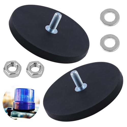 ZHIQIN Neodym Magnete Gummiert 2 Stück Ø 66mm Mit M6 Gewinde Neodym Magnete Mit Loch Schwarz Starke Gummiert Magnete Gummi Runde Magnete Starker Magnet Neodym Magnet Für Die Wand Büros Schule von ZHIQIN