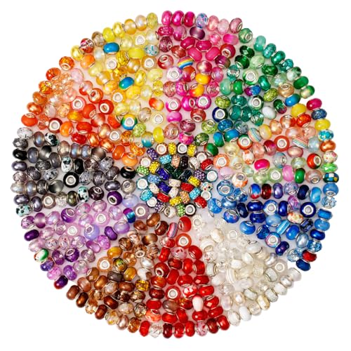 ZHIYUXI Regenbogen-Perlen mit großem Loch für Schmuckherstellung, 200 Stück, Strass-Abstandhalter, Glasperlen für Charms, Armbänder, Halsketten, Stifte, Bastelarbeiten von ZHIYUXI