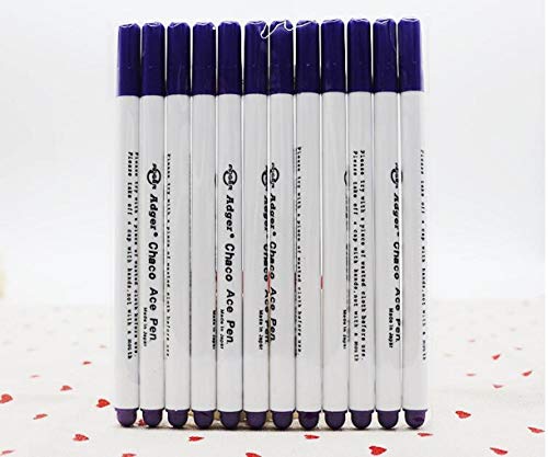 ZHONGJIUYUAN 12 Stück DIY Werkzeuge Ace Pen Wasserlöslicher Quiltstift Wasser löschbar Vanishing Fabric Marker Colth Ink Pens Auto Vanishing Pen Ace Pen für Nähen Handwerk (lila) von ZHONGJIUYUAN