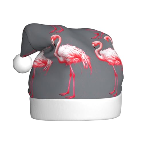 ZHONGSK Hohle Flamingo-Weihnachtsmütze für Erwachsene – weicher Plüsch, personalisierte Weihnachtsmütze, klassische Feiertagsparty-Dekoration für Weihnachten und Neujahr von ZHONGSK