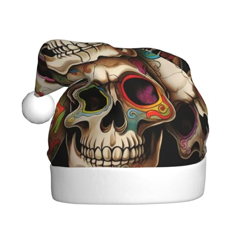 ZHONGSK Weihnachtsmütze mit Totenkopf-Motiv für Erwachsene – weicher Plüsch, personalisierte Weihnachtsmütze, klassische Feiertagsparty-Dekoration für Weihnachten und Neujahr von ZHONGSK