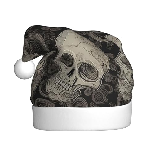 ZHONGSK Weihnachtsmütze mit Totenkopf-Motiv für Erwachsene – weicher Plüsch, personalisierte Weihnachtsmütze, klassische Feiertagsparty-Dekoration für Weihnachten und Neujahr von ZHONGSK