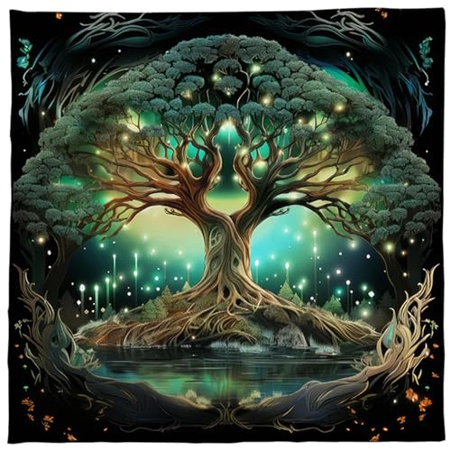 ZHOUSUFEN Trees of Life Altars Cloth Tarots Cards Tablecloth Divinations Cards Table Cloth Square Tapestry Witchcrafts Supply, 50 x 50 cm von ZHOUSUFEN