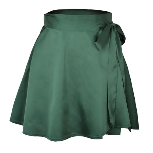 ZHOUXYFDC Ballettrock Wickelrock Tanz Rock Frauen Band Spitze Up Rock Sommer Dame Hohe Elastische Taille Band Chiffon A-Linie Rock(5Dark Green,L) von ZHOUXYFDC