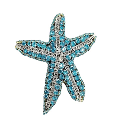 ZHOUXYFDC Bügelflicken Mit Strass 2 stück Handgemachte Perlen Patch Farbe Diamant Seestern Applikation Eine Große Von Spot Kleidung Zubehör Schmuck Patch Aufkleber DIY(Blue) von ZHOUXYFDC