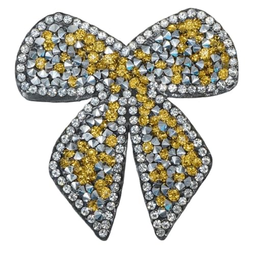 ZHOUXYFDC Bügelflicken Mit Strass 5 stücke 10 Farben Kristall Strass Bowknot Eisen Auf Patches Applique for Kleidung Schuh Tasche Aufkleber Streifen Kleidung Aufkleber 6CM * 6CM(Color-4) von ZHOUXYFDC