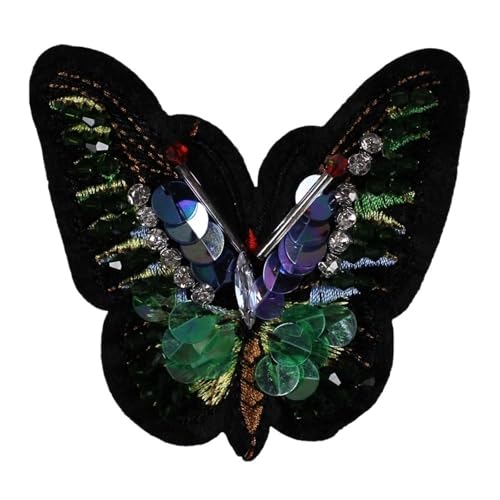 ZHOUXYFDC Bügelflicken Mit Strass DIY Schmetterling Elegante Handarbeit Patches for Kleidung Aufnäher Pailletten Applikation Mit Strass Kleid Patches Aufkleber Tasche(Multi-colored13) von ZHOUXYFDC