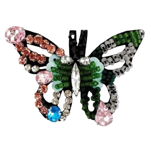 ZHOUXYFDC Bügelflicken Mit Strass DIY Schmetterling Elegante Handarbeit Patches for Kleidung Aufnäher Pailletten Applikation Mit Strass Kleid Patches Aufkleber Tasche(Multi-colored14) von ZHOUXYFDC