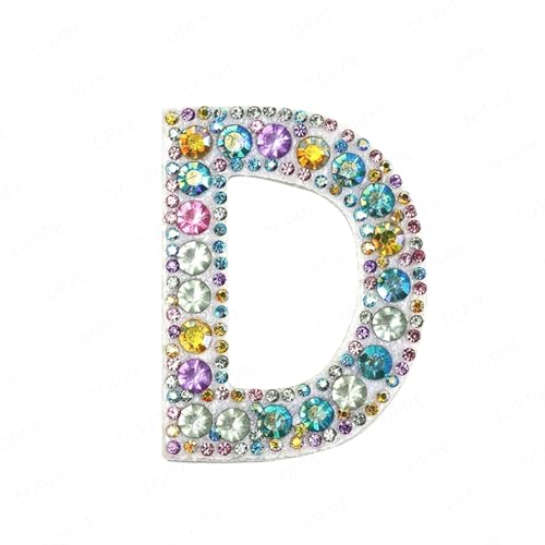 ZHOUXYFDC Bügelflicken Mit Strass Farbe Perle Strass Englisch Brief Patches Eisen auf Stickes Applique 3D handgemachte Perlen DIY niedlich(Color-D) von ZHOUXYFDC