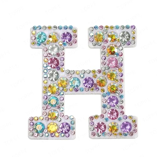 ZHOUXYFDC Bügelflicken Mit Strass Farbe Perle Strass Englisch Brief Patches Eisen auf Stickes Applique 3D handgemachte Perlen DIY niedlich(Color-H) von ZHOUXYFDC