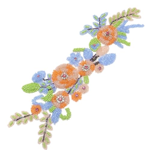 ZHOUXYFDC Bügelflicken Mit Strass Strass-Blumen-Perlen-Patches for Kleidung DIY Nähen auf Pailletten Patch bestickte Applikation(1pc orange) von ZHOUXYFDC