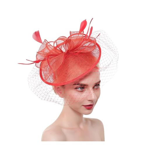 ZHOUXYFDC Fascinator Hüte für Damen Fascinator-Hut mit Blumenmuster, Damen-Stirnband mit Federn und Netzstoff und Clip, Kopfbedeckung for Brauthochzeiten, Cocktail-/Teeparty(10) von ZHOUXYFDC