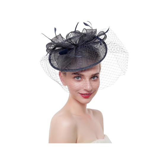 ZHOUXYFDC Fascinator Hüte für Damen Fascinator-Hut mit Blumenmuster, Damen-Stirnband mit Federn und Netzstoff und Clip, Kopfbedeckung for Brauthochzeiten, Cocktail-/Teeparty(3) von ZHOUXYFDC