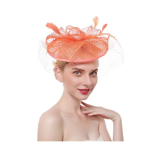 ZHOUXYFDC Fascinator Hüte für Damen Fascinator-Hut mit Blumenmuster, Damen-Stirnband mit Federn und Netzstoff und Clip, Kopfbedeckung for Brauthochzeiten, Cocktail-/Teeparty(4) von ZHOUXYFDC