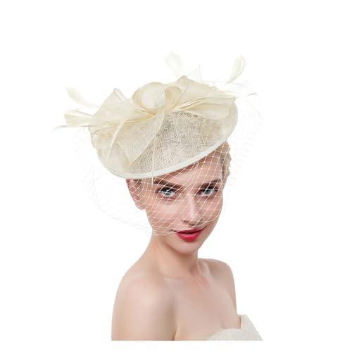 ZHOUXYFDC Fascinator Hüte für Damen Fascinator-Hut mit Blumenmuster, Damen-Stirnband mit Federn und Netzstoff und Clip, Kopfbedeckung for Brauthochzeiten, Cocktail-/Teeparty(6) von ZHOUXYFDC