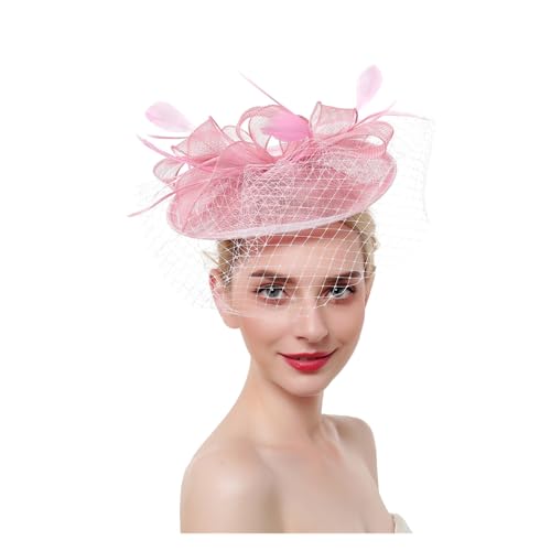 ZHOUXYFDC Fascinator Hüte für Damen Fascinator-Hut mit Blumenmuster, Damen-Stirnband mit Federn und Netzstoff und Clip, Kopfbedeckung for Brauthochzeiten, Cocktail-/Teeparty(7) von ZHOUXYFDC