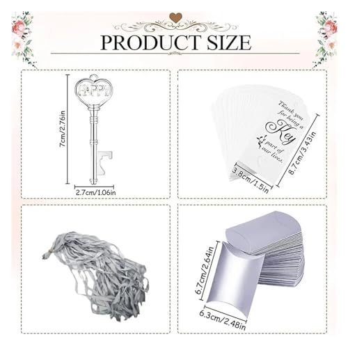 ZHOUXYFDC Schlüssel Flaschenöffner 25/50 Sets Hochzeit Gast Geschenk Schlüssel Flaschenöffner Süßigkeiten Box mit Danke Tags Party Geburtstag Hochzeit Liefert Andenken(25 Sets) von ZHOUXYFDC