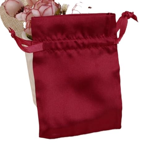 ZHOUXYFDC Seide Schmuckbeutel 10 Teile/los 8x10cm10x15cm Weiche Seide Satin Geschenk Tasche Glatte Tuch Ring Armband Halskette Schmuck Lagerung Verpackung Kordelzug Beutel(10wine,10x15cm) von ZHOUXYFDC