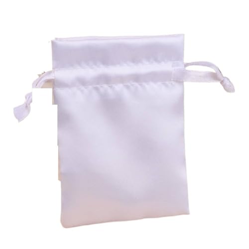 ZHOUXYFDC Seide Schmuckbeutel 10 Teile/los 8x10cm10x15cm Weiche Seide Satin Geschenk Tasche Glatte Tuch Ring Armband Halskette Schmuck Lagerung Verpackung Kordelzug Beutel(1white,10x15cm) von ZHOUXYFDC