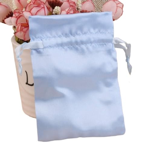 ZHOUXYFDC Seide Schmuckbeutel 10 Teile/los 8x10cm10x15cm Weiche Seide Satin Geschenk Tasche Glatte Tuch Ring Armband Halskette Schmuck Lagerung Verpackung Kordelzug Beutel(4light Blue,10x15cm) von ZHOUXYFDC