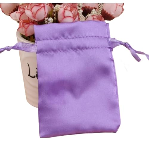 ZHOUXYFDC Seide Schmuckbeutel 10 Teile/los 8x10cm10x15cm Weiche Seide Satin Geschenk Tasche Glatte Tuch Ring Armband Halskette Schmuck Lagerung Verpackung Kordelzug Beutel(7purple,10x15cm) von ZHOUXYFDC