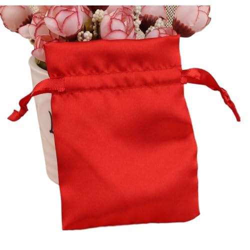 ZHOUXYFDC Seide Schmuckbeutel 10 Teile/los 8x10cm10x15cm Weiche Seide Satin Geschenk Tasche Glatte Tuch Ring Armband Halskette Schmuck Lagerung Verpackung Kordelzug Beutel(8red,10x15cm) von ZHOUXYFDC