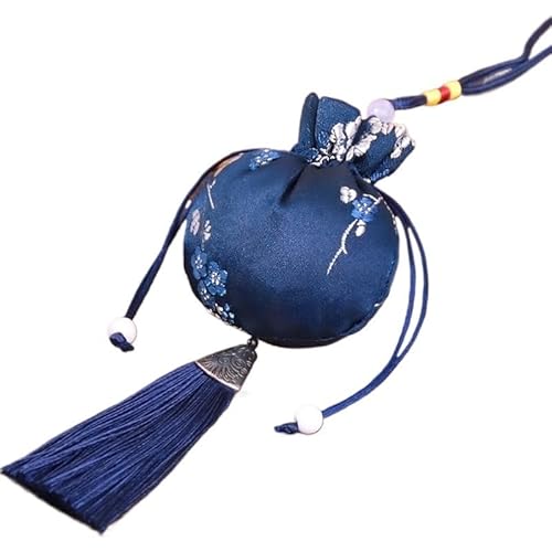 ZHOUXYFDC Seide Schmuckbeutel Seidenbrokat bestickte Tasche Stickerei Beutel Stoffbeutel Quaste Anhänger Kordelzug Tasche for Schmuck Geschenktüten(Dark Blue) von ZHOUXYFDC