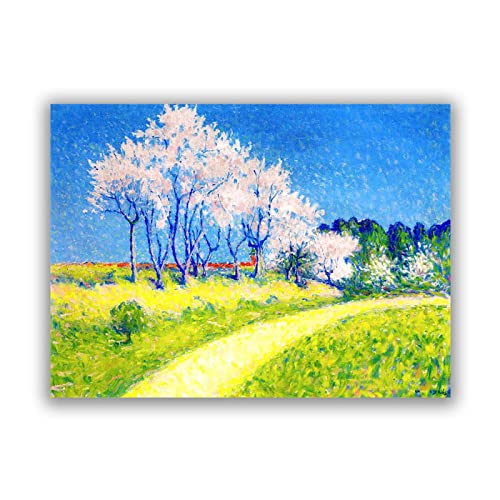 ZHPLIX Achille Laugé Kunstdrucke Berühmte Ölgemälde Pfad im Frühling Giclée-Druck auf Leinwand Leinwand Wandkunst bilder50 x 68 cm rahmenlos von ZHPLIX