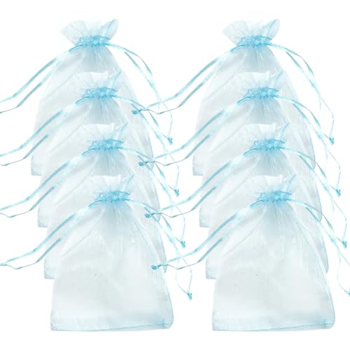 100 Stück Organzabeutel mit Kordelzug, Schmuckbeutel aus transparentem Netz, Schmuckbeutel, Organzabeutel, Organzabeutel, Hochzeit Gastgeschenkbeutel (Blau) von ZHSH