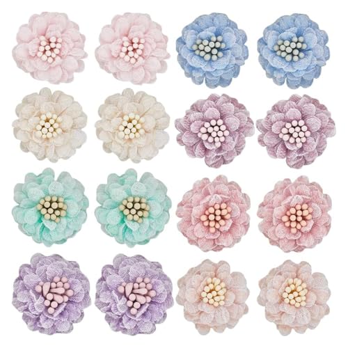 16 Stück 8 Farben 3D Blumen Applikation Applikation 2,8 cm Mini Floral Spitze zum Nähen auf Stoff von ZHSH