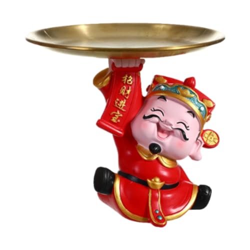 Feng Shui Ornament, Gott des Reichtums, Statue des Gottes des Glücks, Schmuck, Ohrringe, Tablett, Schreibtischablage, Sammlerstück, Tischdekoration aus von ZHSH