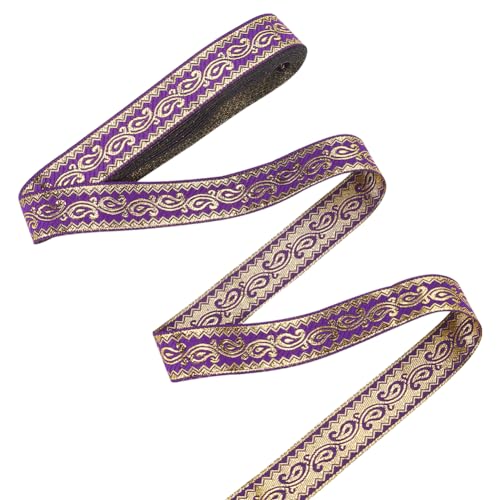 Jacquardband im Vintage-Stil, dekorative Verzierungen zum Nähen, violettes Jacquardband, 7 m, Vintage-Jacquard-Verzierung von ZHSH