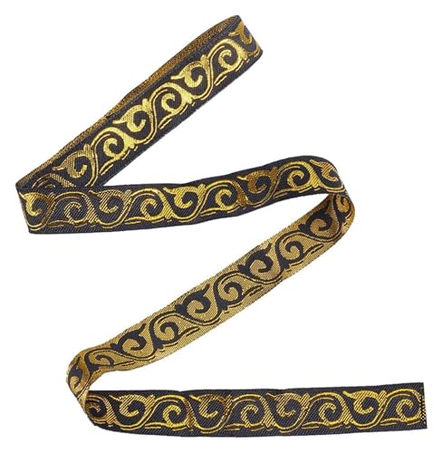 Stickapplikation, 7 m langes Vintage-Jacquard-Stickband, 2 cm breit, florales Boho-Gewebe, Spitze (Gold) von ZHSH