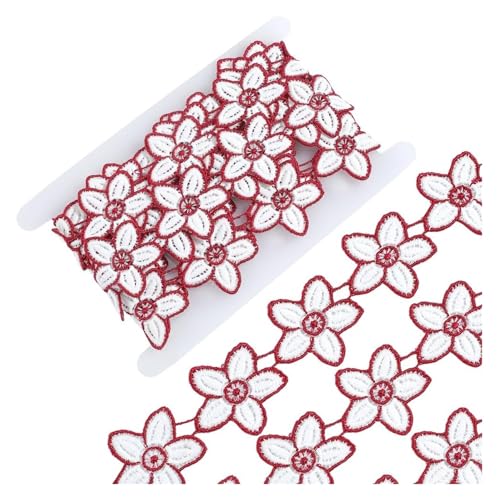 Stickerei-Applikation, 4,5 m Blumen-Bordüre, 5,5 cm breit, bestickter Spitzenbesatz, Stoff (Feuerziegel) von ZHSH