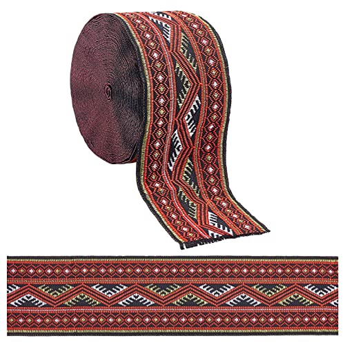 Vintage Jacquard-Band, Ornamente zum Nähen dekorativ, Jacquardband bestickt Vintage Band (Dark Red) von ZHSH