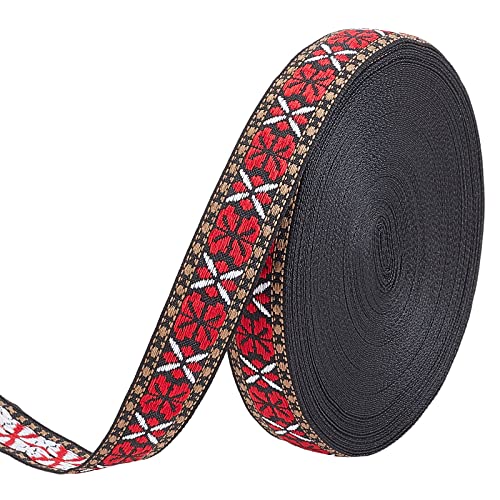 Vintage Jacquardband Borte Borte zum Nähen Dekoband Vintage Jacquard Band mit Schmetterling Blumen (Schwarz Rot) von ZHSH