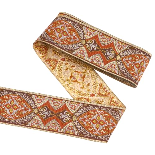 Vintage Jacquardband - Ornamente zum Nähen - Vintage Jacquardband 5m mit Blumenstickerei (Brown) von ZHSH