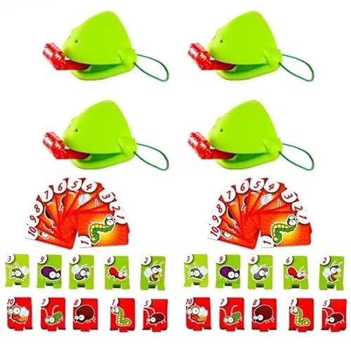 ZHUGULIALI 52 Stück Lustiges Frosch Tic Tac Tongue Spielzeug Chamäleon Zunge fangen Spiel Frosch Karte Spielzeug Desktop Familie Brett Kartenspiel Spiel Erwachsene Kind interaktives Spielzeug von ZHUGULIALI