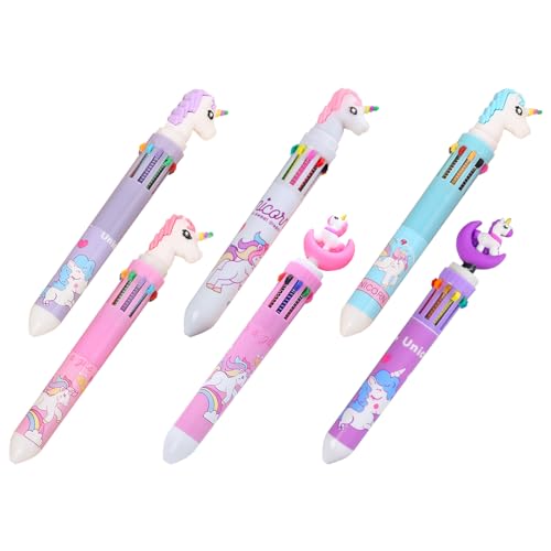 ZHUGULIALI 6 Stück Mehrfarbiger Kugelschreiber Multicolor Stifte 10 in 1 Retractable Kugelschreiber Einhorn Stifte lustig Süße Pferde Kugelschreiber für Studenten Kinder Büro Schulbedarf von ZHUGULIALI