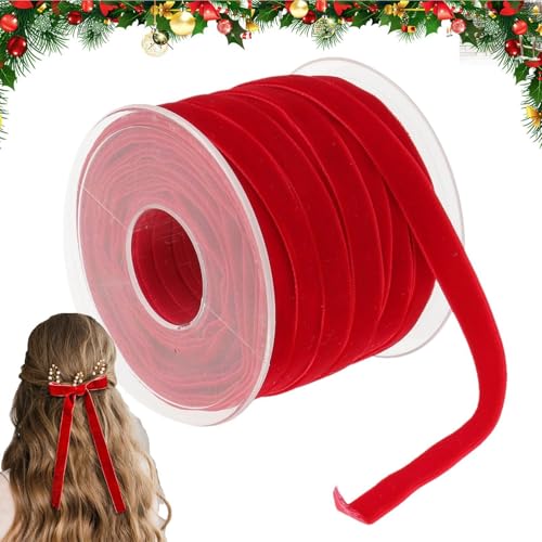 Rot Weihnachten Samtband, 20 Yards Weihnachten Vintage Samtband Weihnachten Schmuckband Geschenkband Für Geschenk, Weihnachtsbaum, Kranz von ZHUMCCY