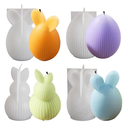 Silikonformen Gießformen Ostern, 4 Stück Osternhase Kerzenformen Ostern Kaninchen Silikonform Osterhasen Ei Silikonform Hasen Ornamente Silikonform For Gips, Seife, Kerzen, Handwerk von ZHUMCCY