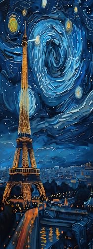 ZHUMUTO Diamond Painting Extra Groß XXL Bilder Set Erwachsene,60x160 cm/23,6x63 Zoll Abstrakt Landschaft Eiffelturm A,5D Diamant Painting Bilder Erwachsene mit Zubehör Für Wanddekorationen von ZHUMUTO