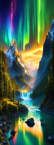 ZHUMUTO Diamond Painting Extra Groß XXL Bilder Set Erwachsene,60x160 cm/23,6x63 Zoll Landschaft Aurora A,5D Diamant Painting Bilder Erwachsene mit Zubehör Für Wanddekorationen von ZHUMUTO