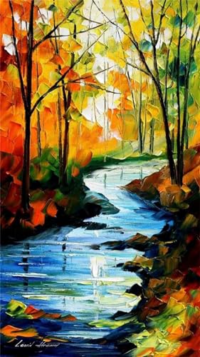 ZHUMUTO Diamond Painting Groß XXL Bilder Set Erwachsene,40x70 cm/15,7x27,5 Zoll Landschaft Wald Ströme,5D Diamant Painting Bilder Erwachsene mit Zubehör Stift Für Wohnzimmer Dekoration von ZHUMUTO